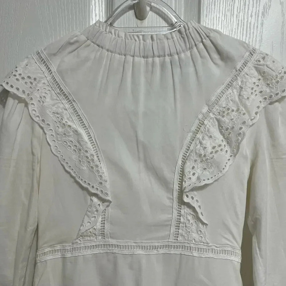 Allsaints Aislyn Broiderie Eyelet White Dress Trendy Size 00 - Picture 6 of 16